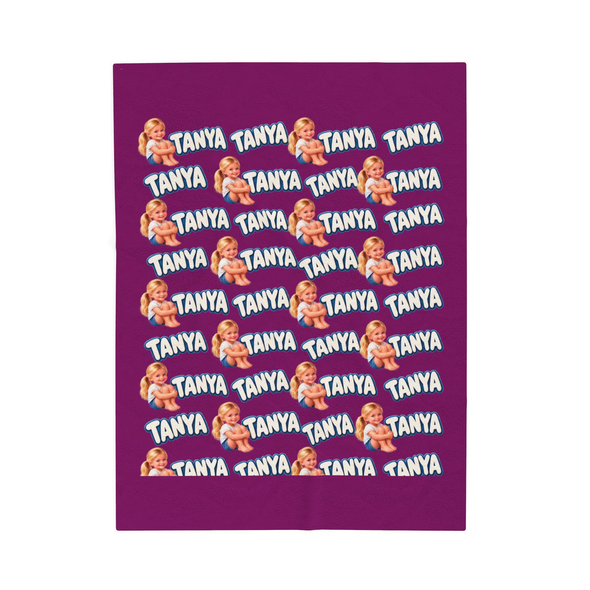 Copy of Personalized Velveteen Blanket – Retro Baby Pattern with name