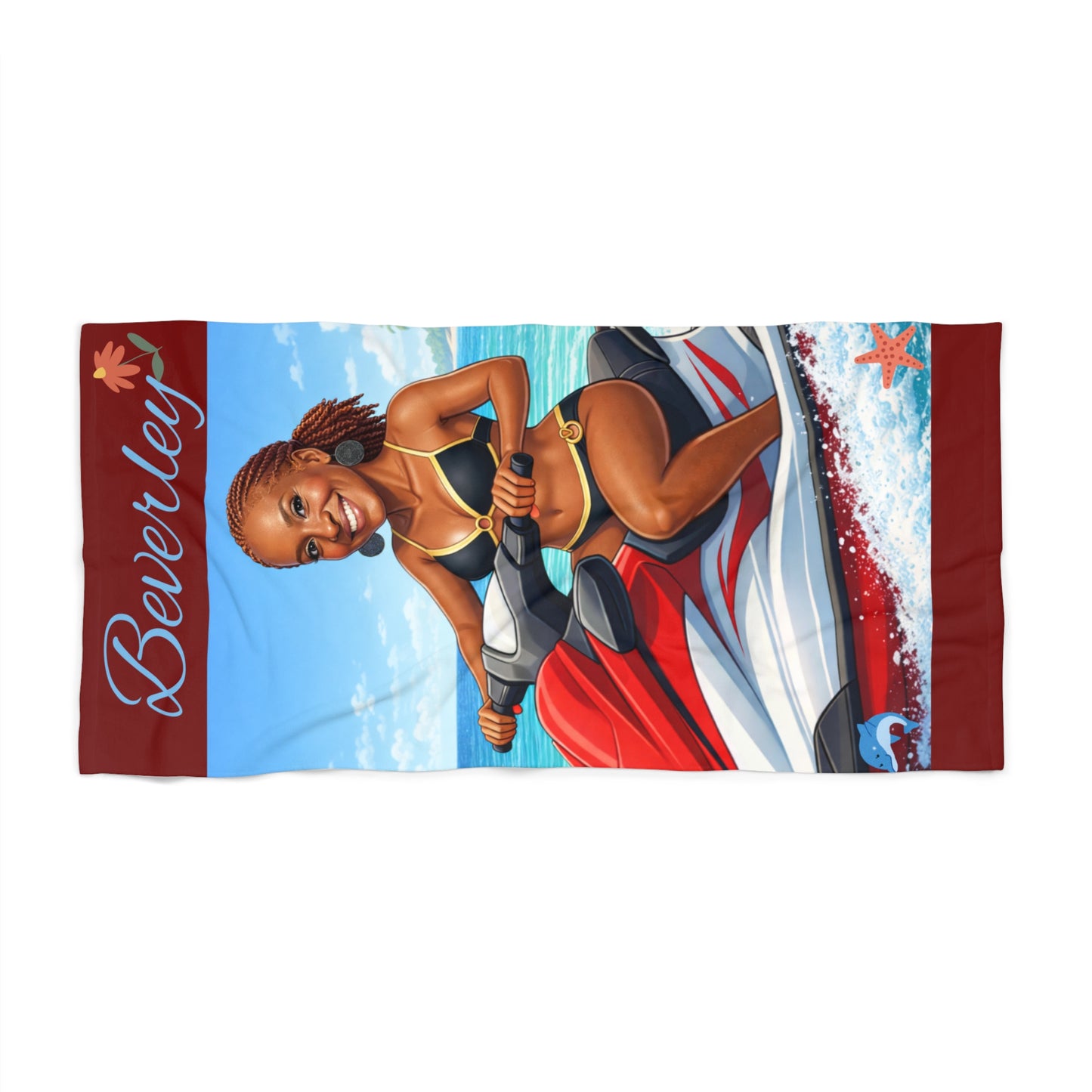Personalized Jet Ski Beach Towel — Tropical Watersports Design