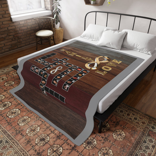 Family Infinity Photo Puzzle Plush Fleece Blanket