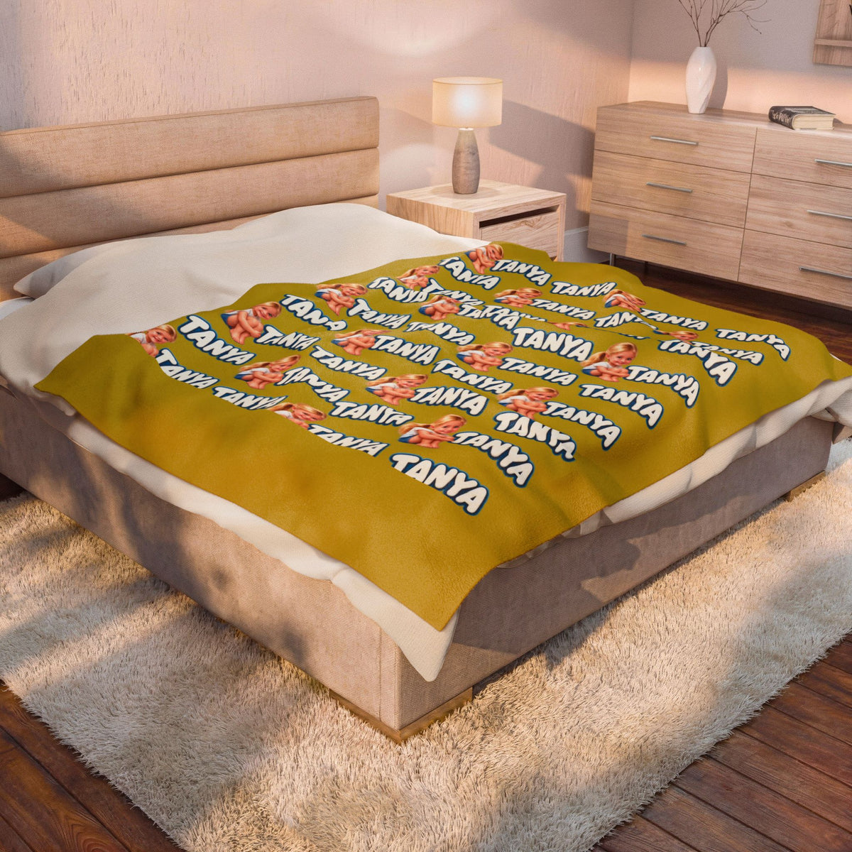 Copy of Personalized Velveteen Blanket – Retro Baby Pattern with name
