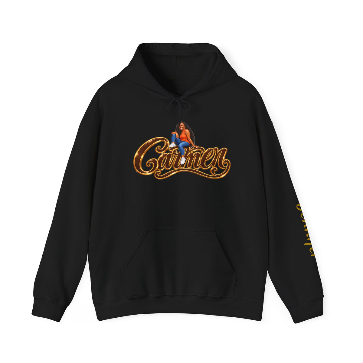 Personalized Portrait Hoodie With Custom Name & Sleeve Design