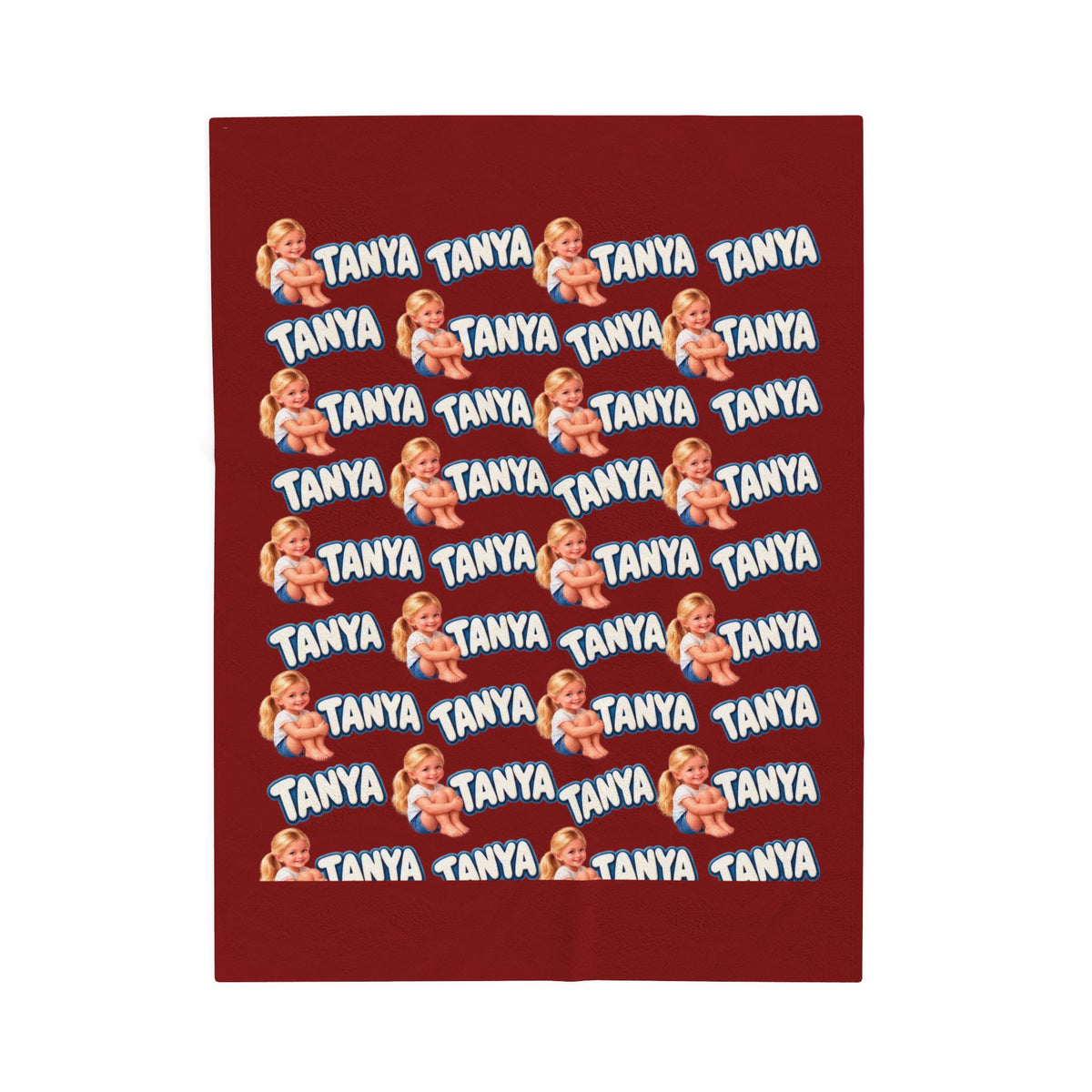 Personalized Velveteen Blanket – Retro Baby Pattern with name
