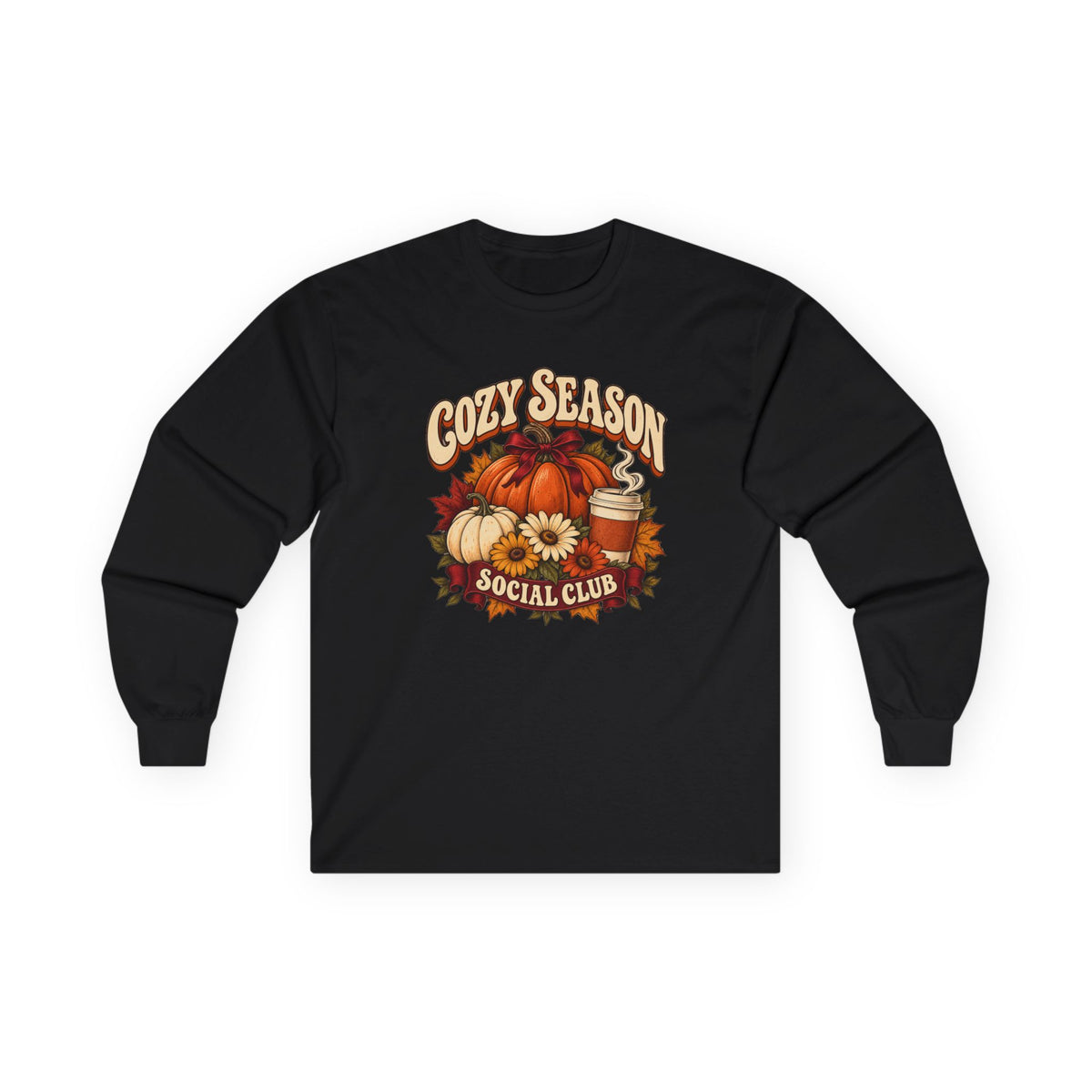 Cozy Season Social Club Pumpkin Long Sleeve Tee - Not personalizable