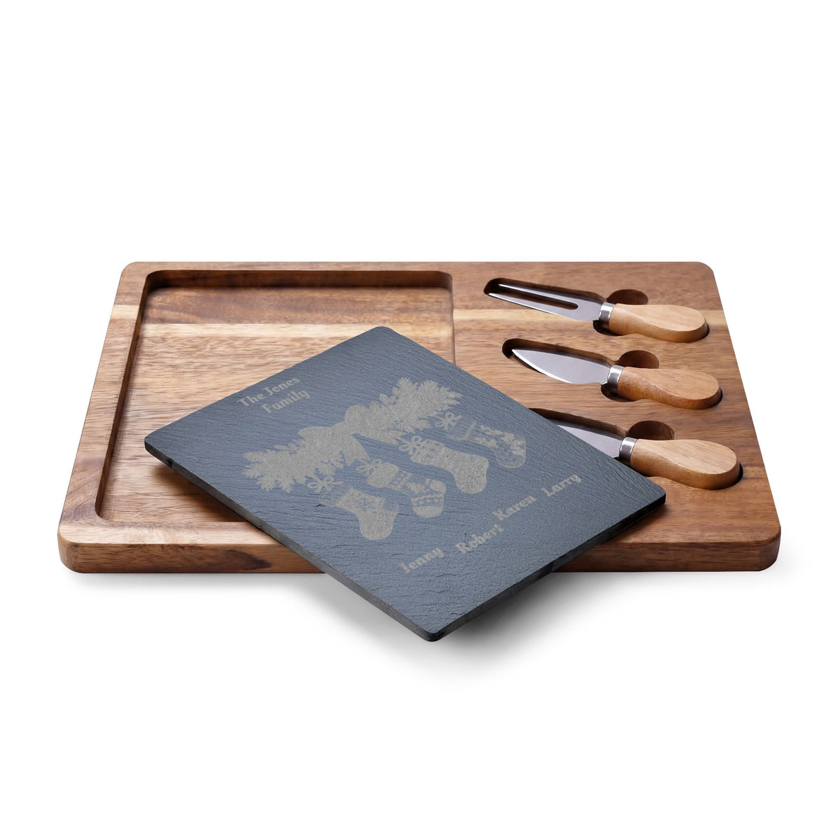 Personalized Family Christmas Charcuterie Board With Stocking Names