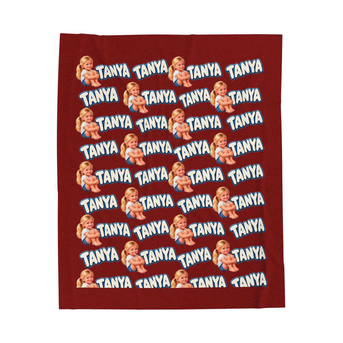 Personalized Velveteen Blanket – Retro Baby Pattern with name