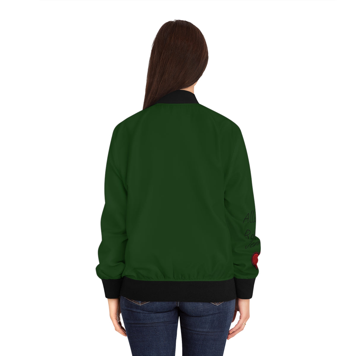 Mom Love Heart Bomber Jacket Green