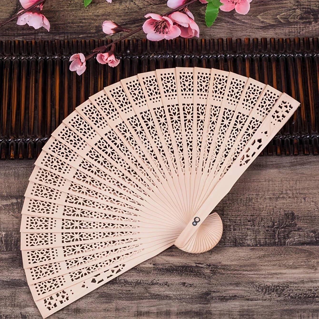1pc - Elegant wooden folding hand fan favored by fans - BeeBeeBuys