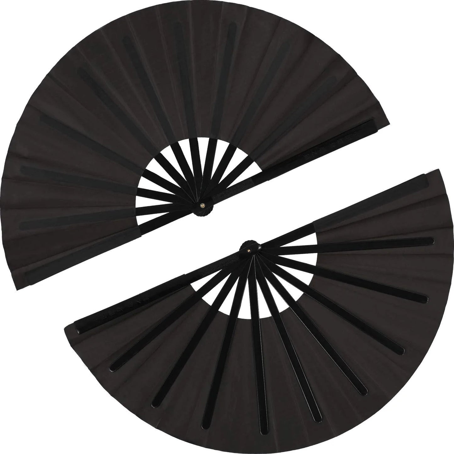 2 Large Folding Fan Nylon Cloth Handheld Folding Fan Chinese Kung Fu Tai Chi Fan Black Decoration Fold Hand Fan For Pa - BeeBeeBuys