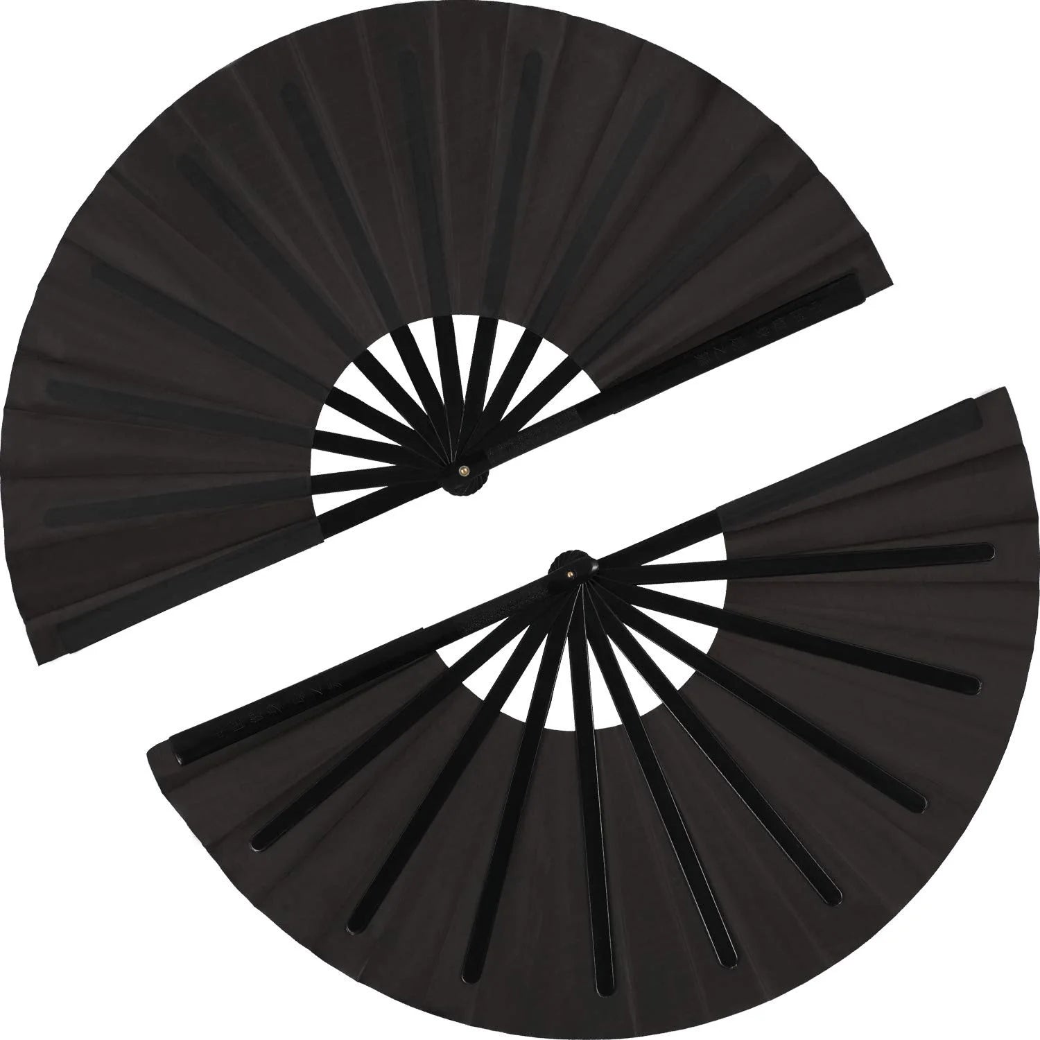 2 Large Folding Fan Nylon Cloth Handheld Folding Fan Chinese Kung Fu Tai Chi Fan Black Decoration Fold Hand Fan For Pa - BeeBeeBuys