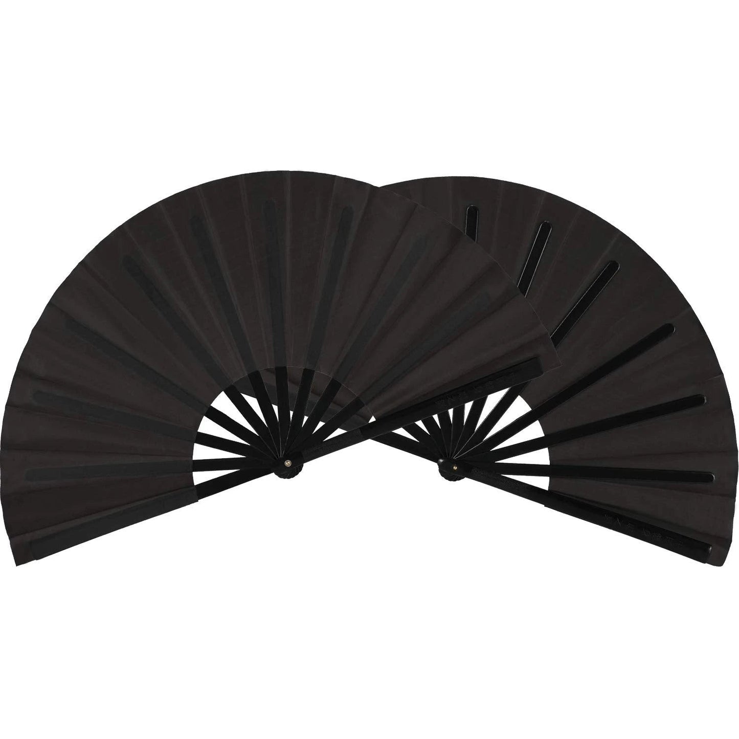 2 Large Folding Fan Nylon Cloth Handheld Folding Fan Chinese Kung Fu Tai Chi Fan Black Decoration Fold Hand Fan For Pa - BeeBeeBuys