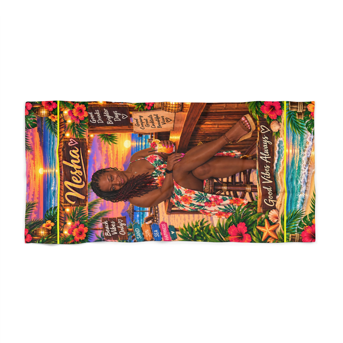 Personalized Beach Towel with Photo & Name | Custom Towel