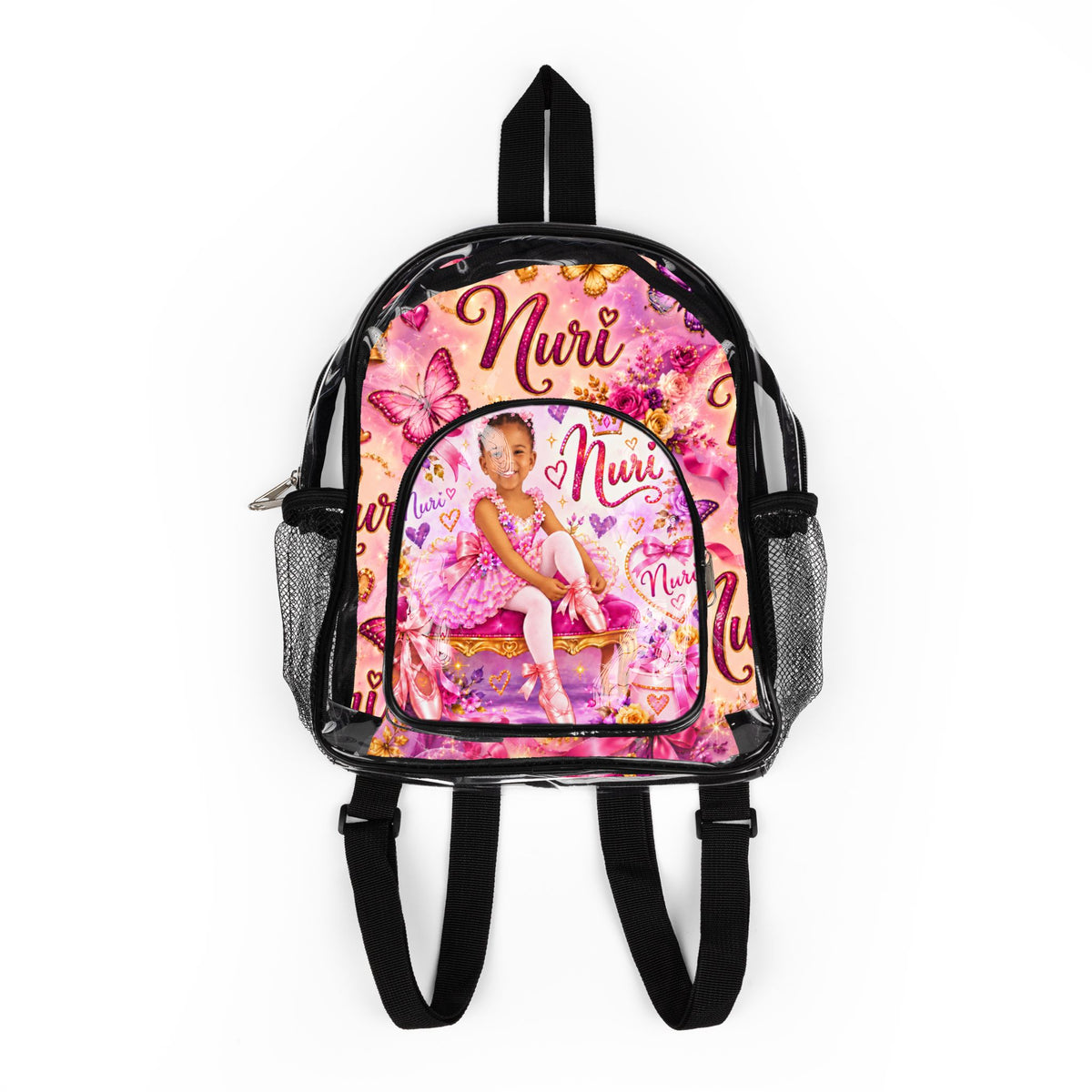 Copy of Copy of Personalized Pink Ballet Girl Clear Backpack - Name and likeness