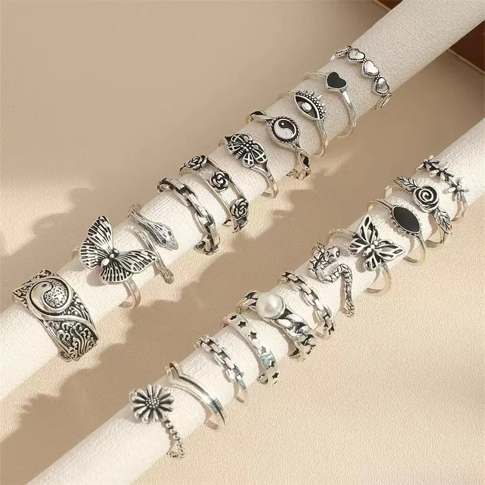21PCS Cross - border New Punk - Style Rings - Buy One Get One Free 🔥 - BeeBeeBuys