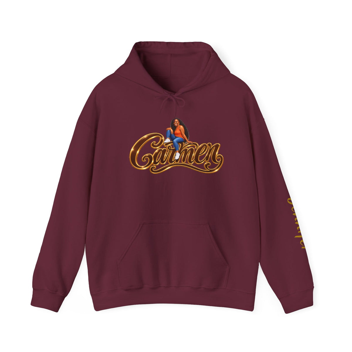 Personalized Portrait Hoodie With Custom Name & Sleeve Design