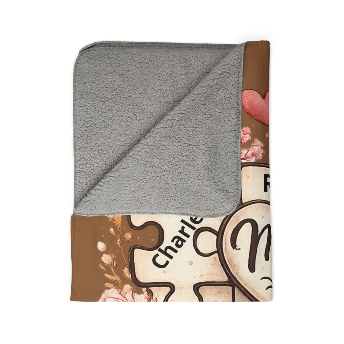 Personalized Mom Puzzle Fleece Blanket — "You Are the Piece That Holds Us Together" (Mom Fuel Coffee Design)- live personalization