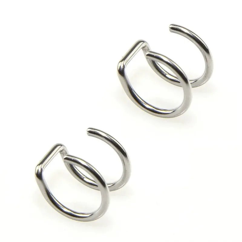 2Pcs 316L Stainless Steel Fake Ear Piercing Jewelry, Clip on Ear Cuffs - BeeBeeBuys