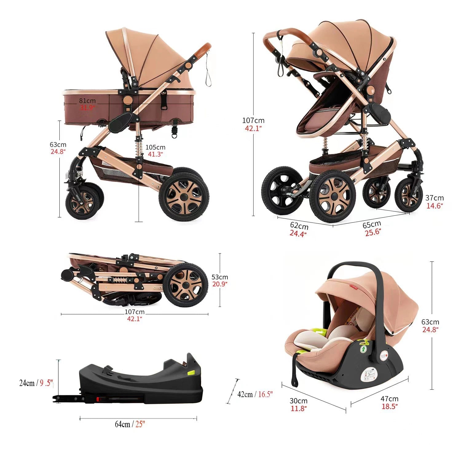 3 in 1 Baby Stroller,Baby Travel System, - BeeBeeBuys