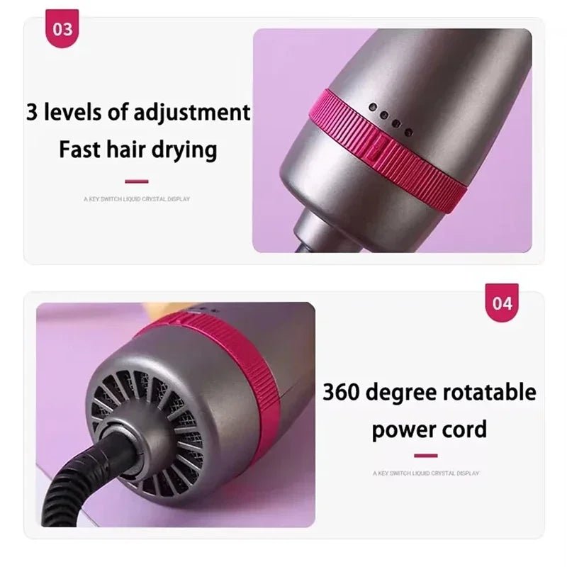 3 - in - 1 Hot Air Comb Fluffy Comb Without Damaging Hair Dry And Wet Roll Straight Dual - Use - BeeBeeBuys