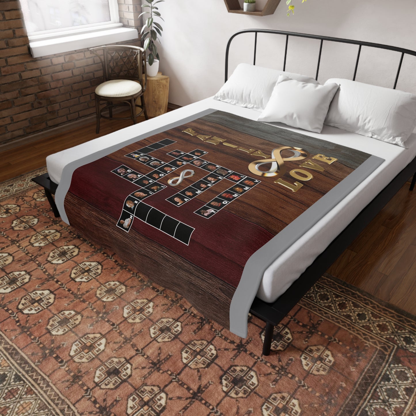 Family Infinity Photo Puzzle Plush Fleece Blanket