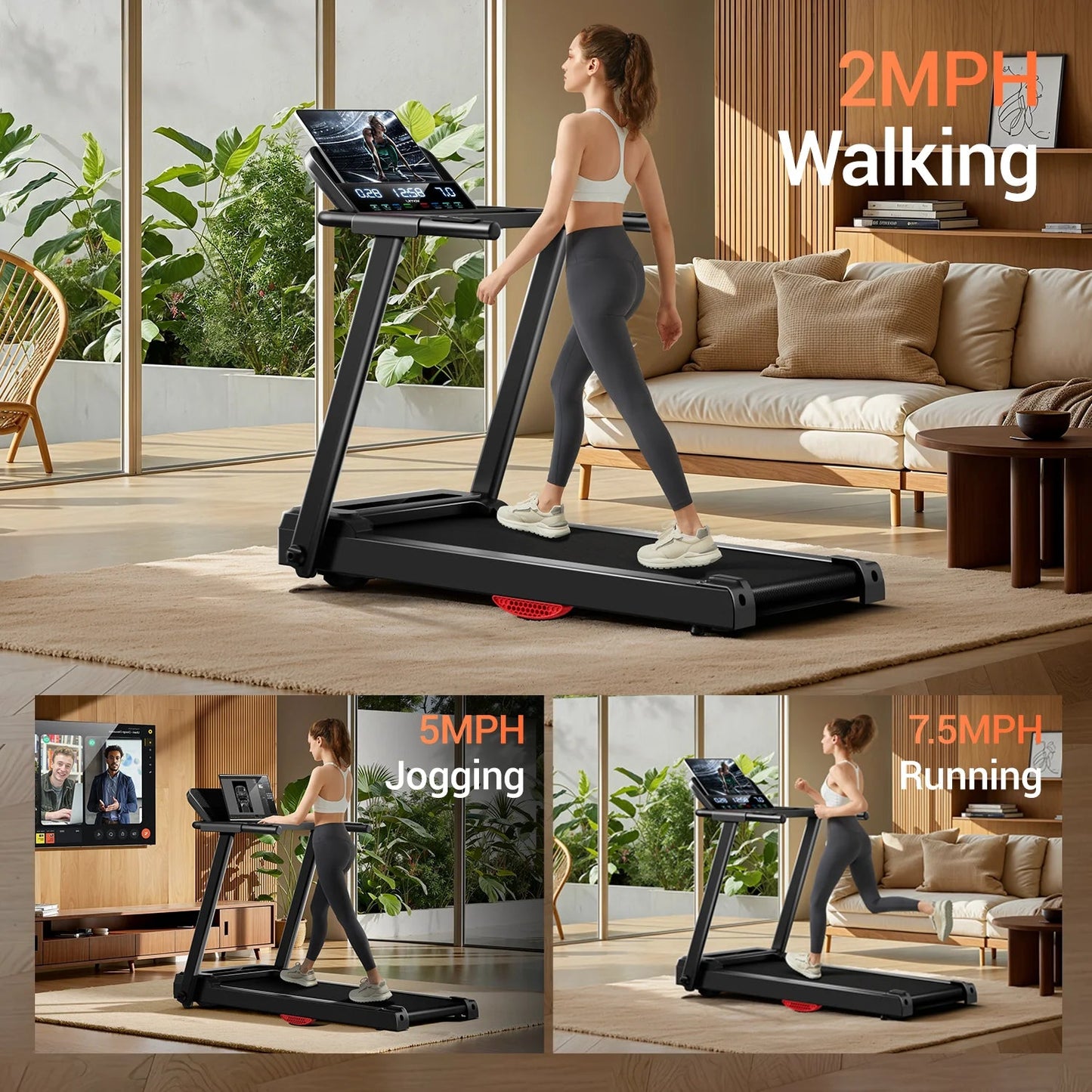 3.0HP Brushless Foldable Home Treadmill | 300LB Capacity - BeeBeeBuys