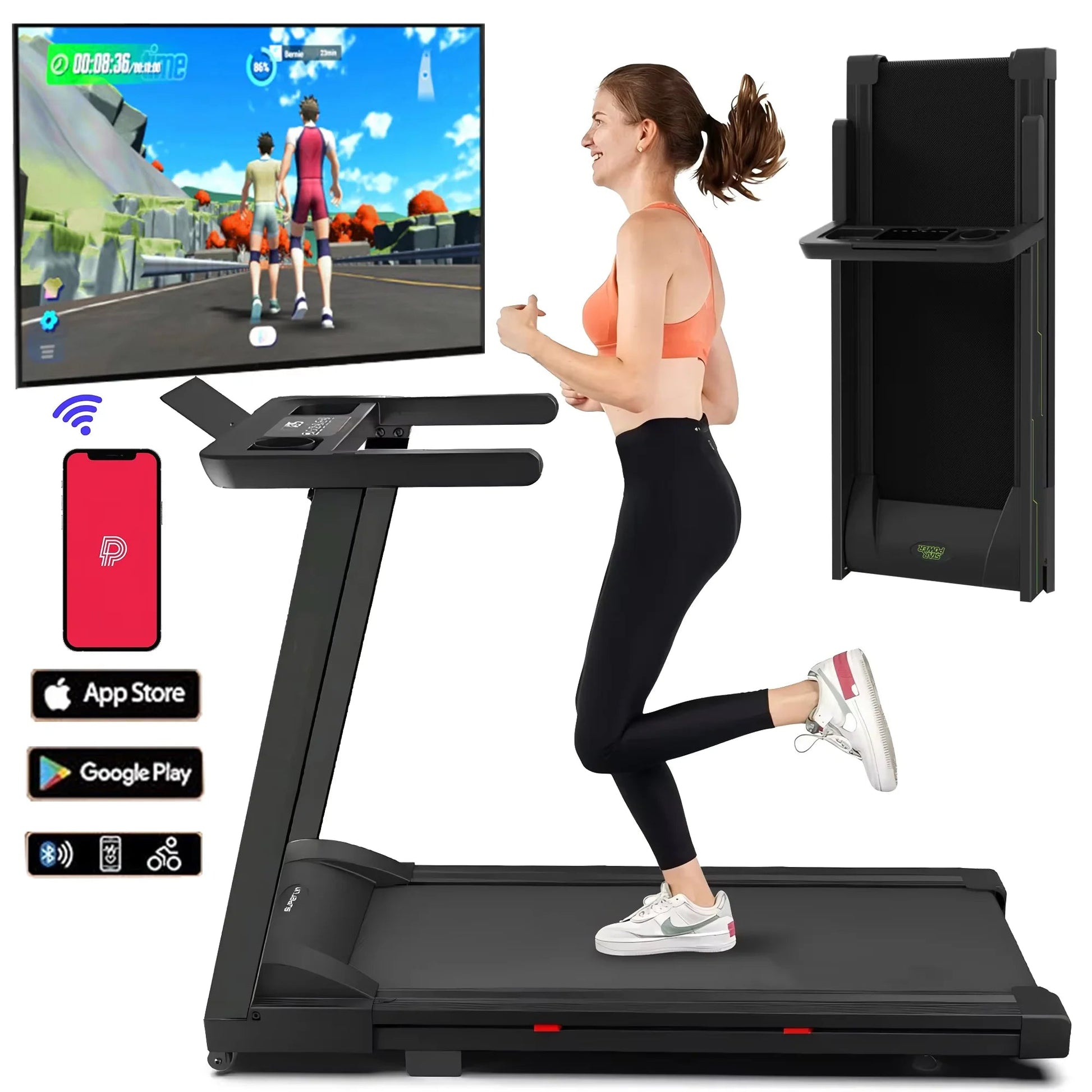 3.0HP Treadmills Electric APP Online Monitoring 7.5MPH Remote Control - BeeBeeBuys