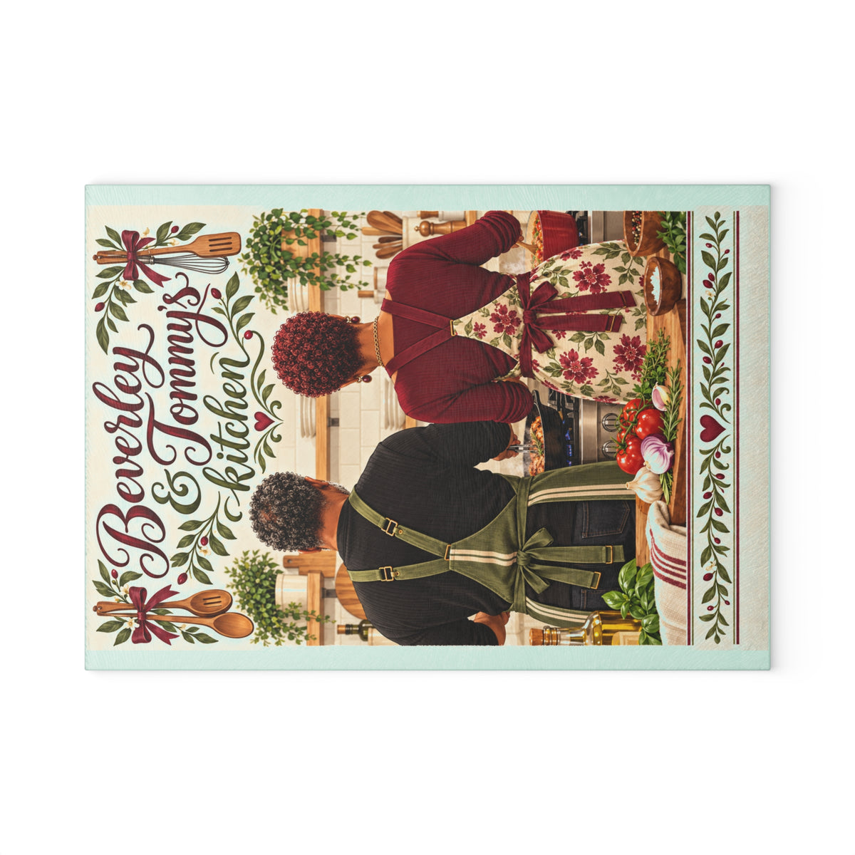 Personalized Glass Cutting Board With Your Name and Illustrated Likeness