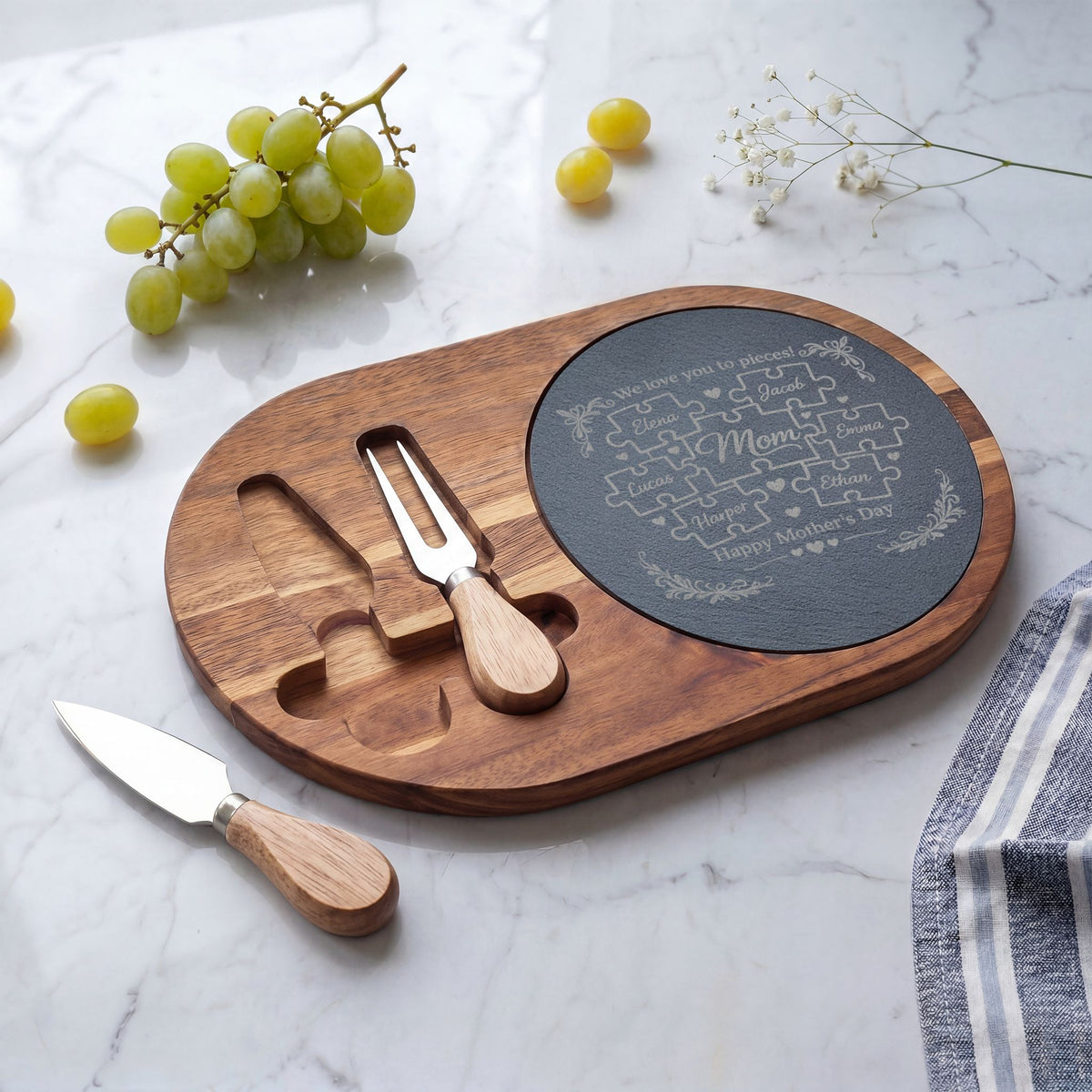 Mother’s Day Mom Puzzle Engraved Charcuterie Board