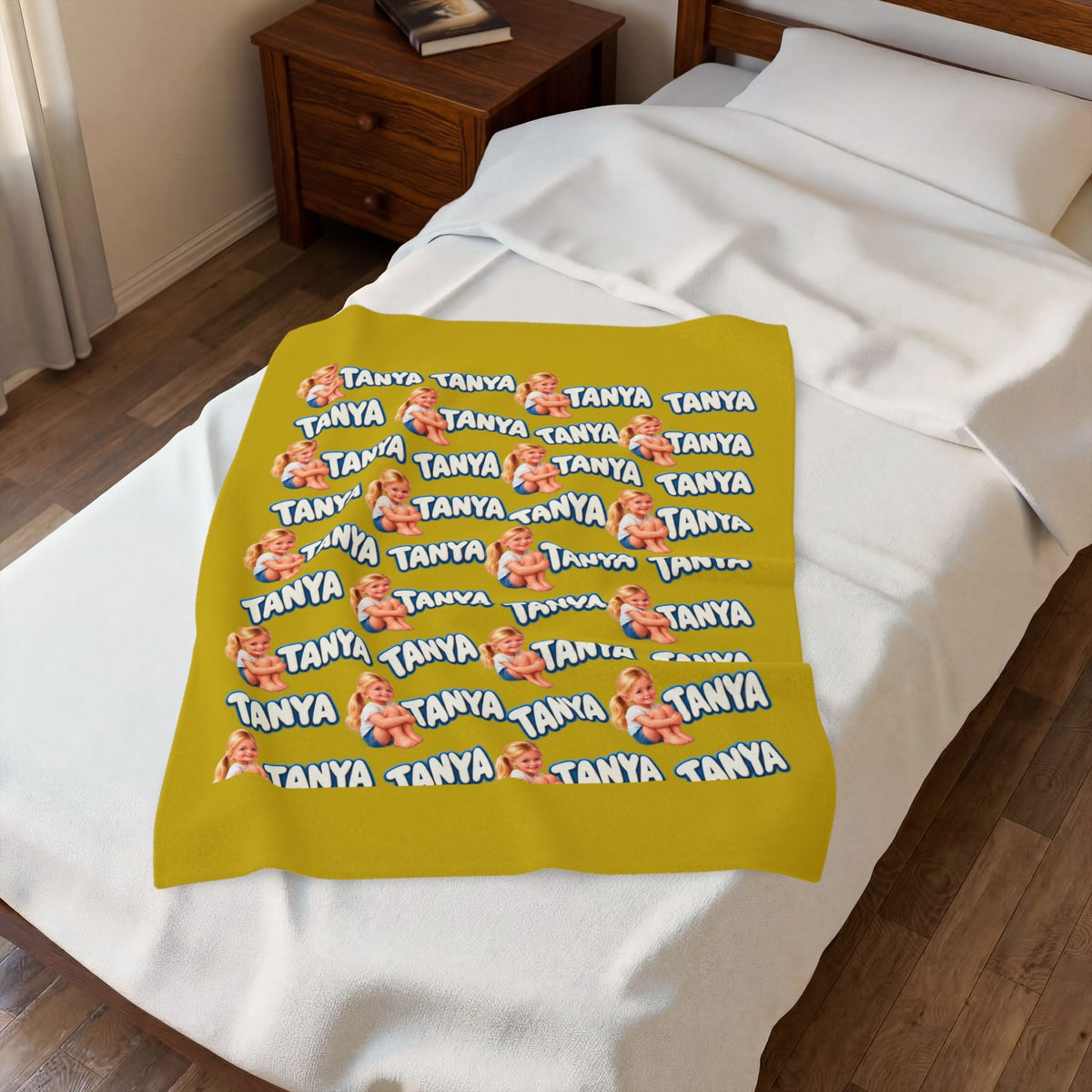 Copy of Personalized Velveteen Blanket – Retro Baby Pattern with name