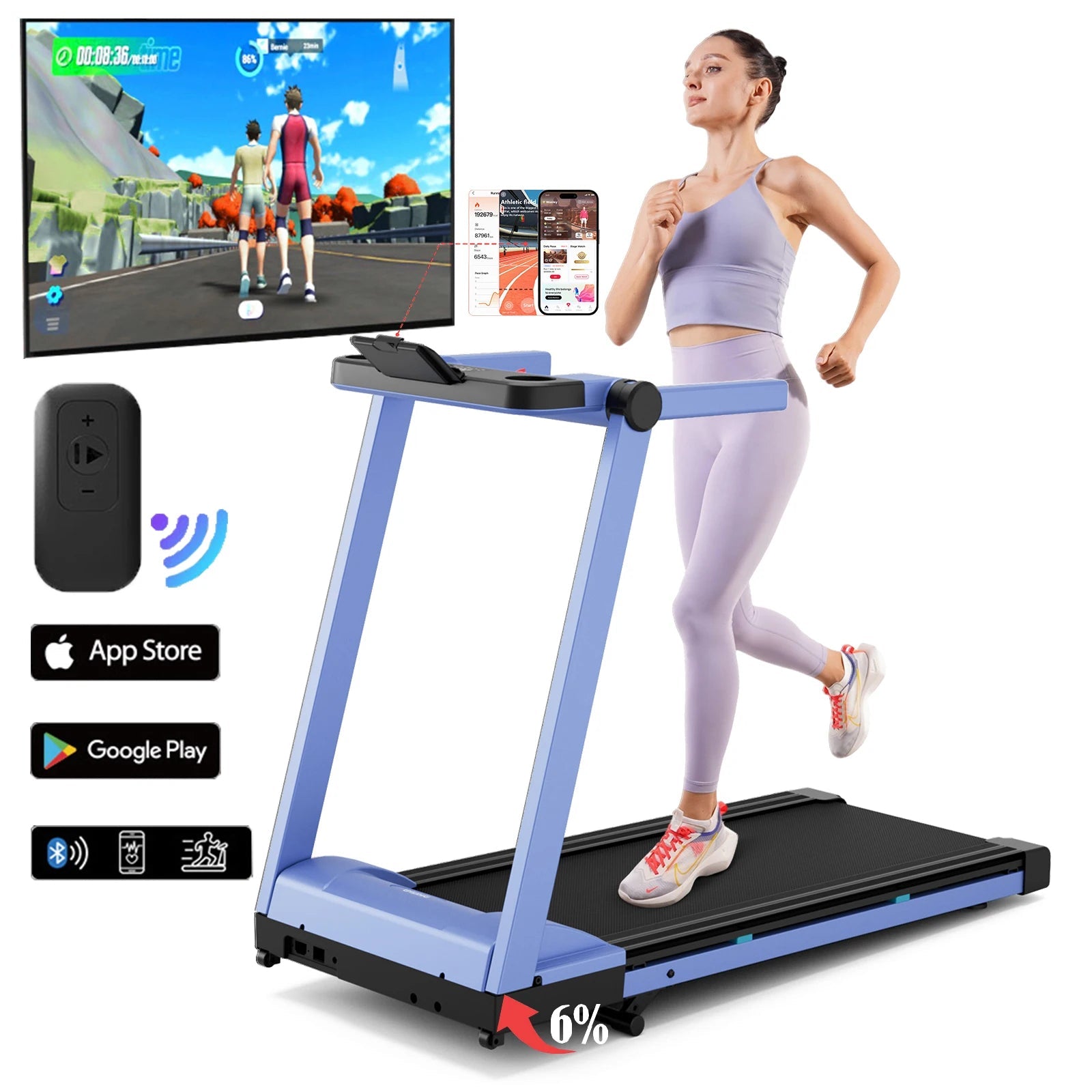 3.5HP Foldable Incline Home Treadmill Walking Pad with Handle Bar - BeeBeeBuys