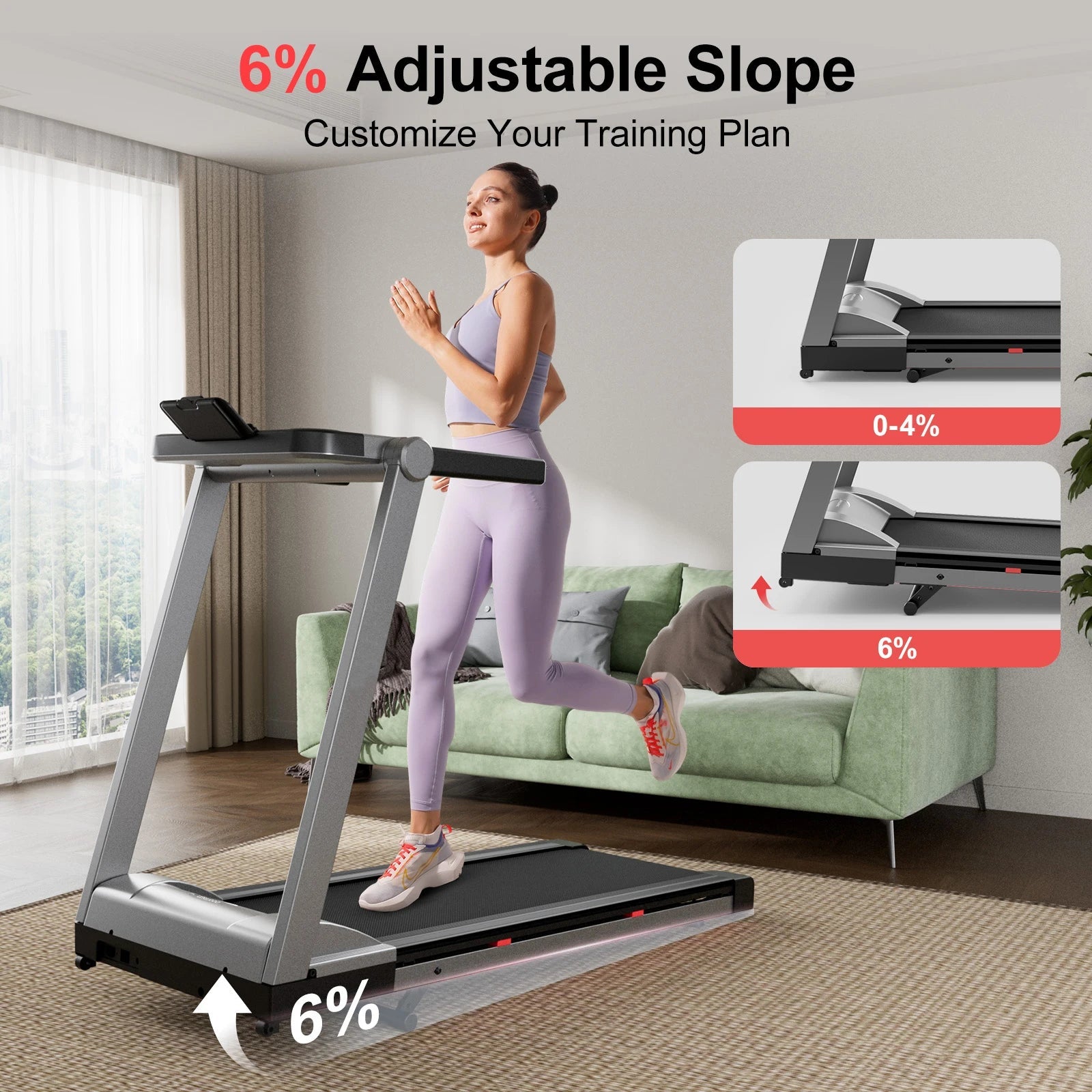 3.5HP Foldable Incline Home Treadmill Walking Pad with Handle Bar - BeeBeeBuys