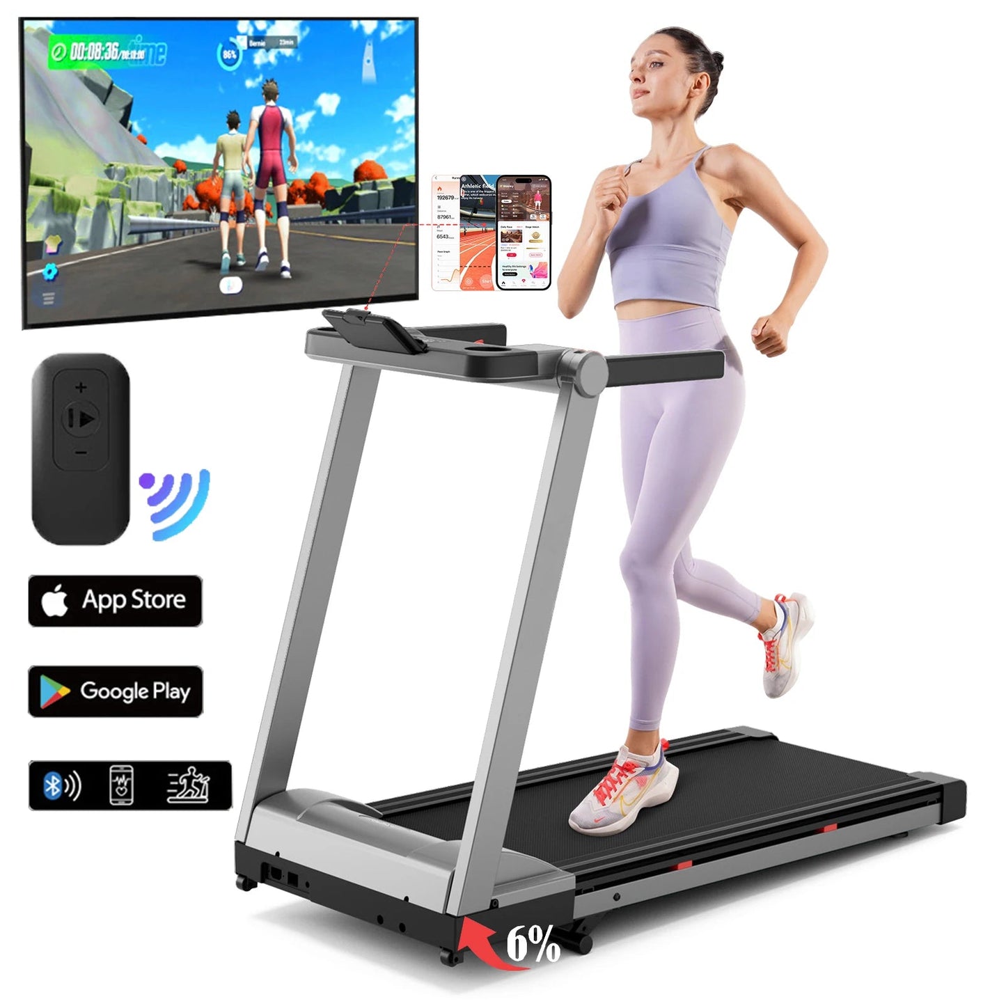 3.5HP Foldable Incline Home Treadmill Walking Pad with Handle Bar - BeeBeeBuys