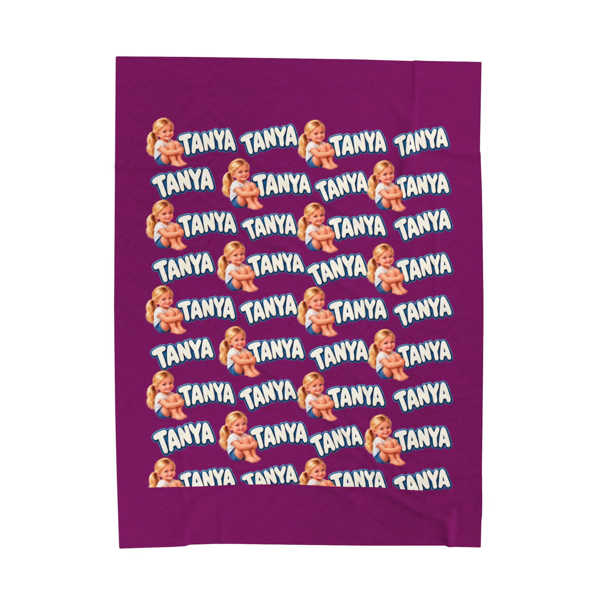 Copy of Personalized Velveteen Blanket – Retro Baby Pattern with name