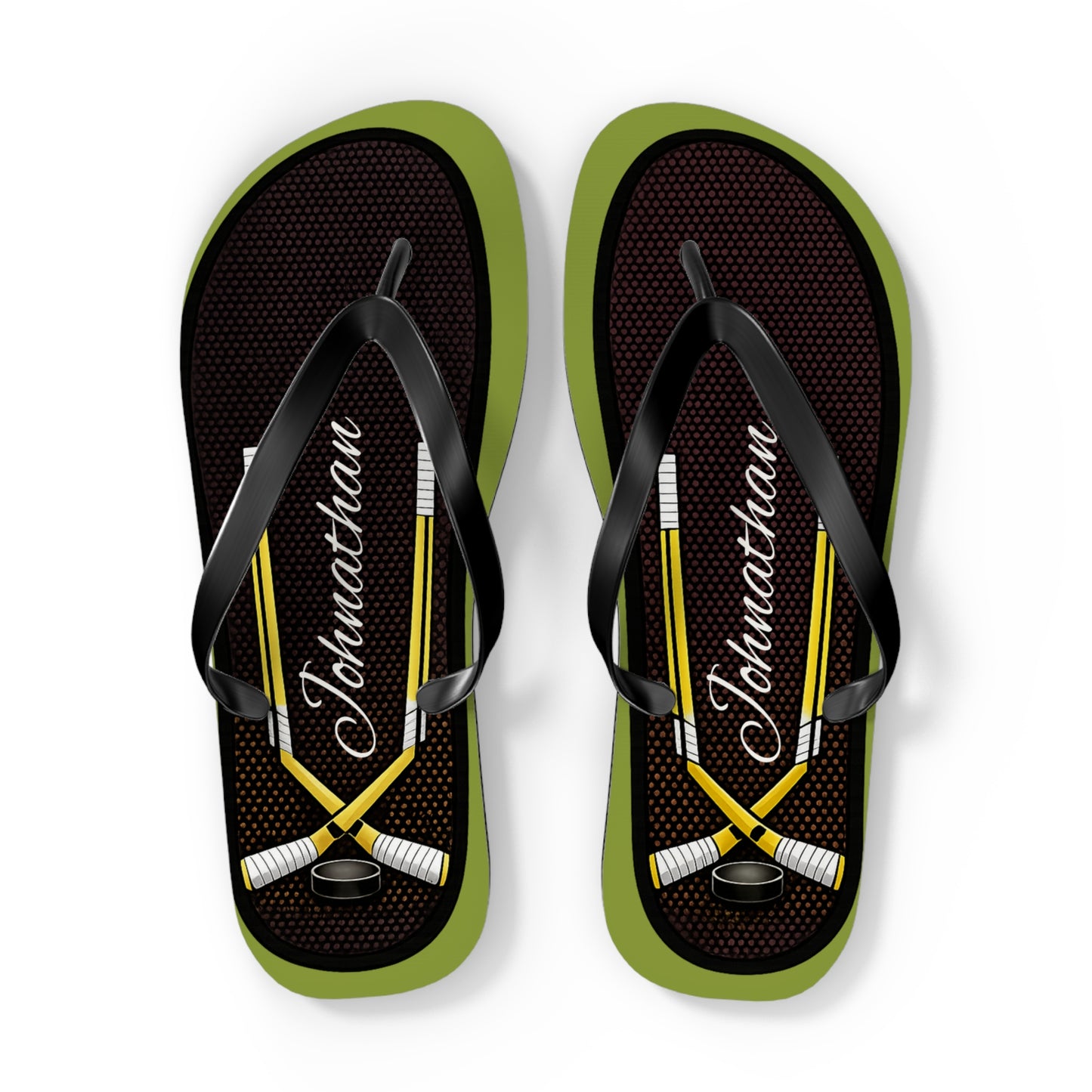 Personalized Flip Flops  for Men- Beach Lacrosse Sandal Design (Crossed Sticks)