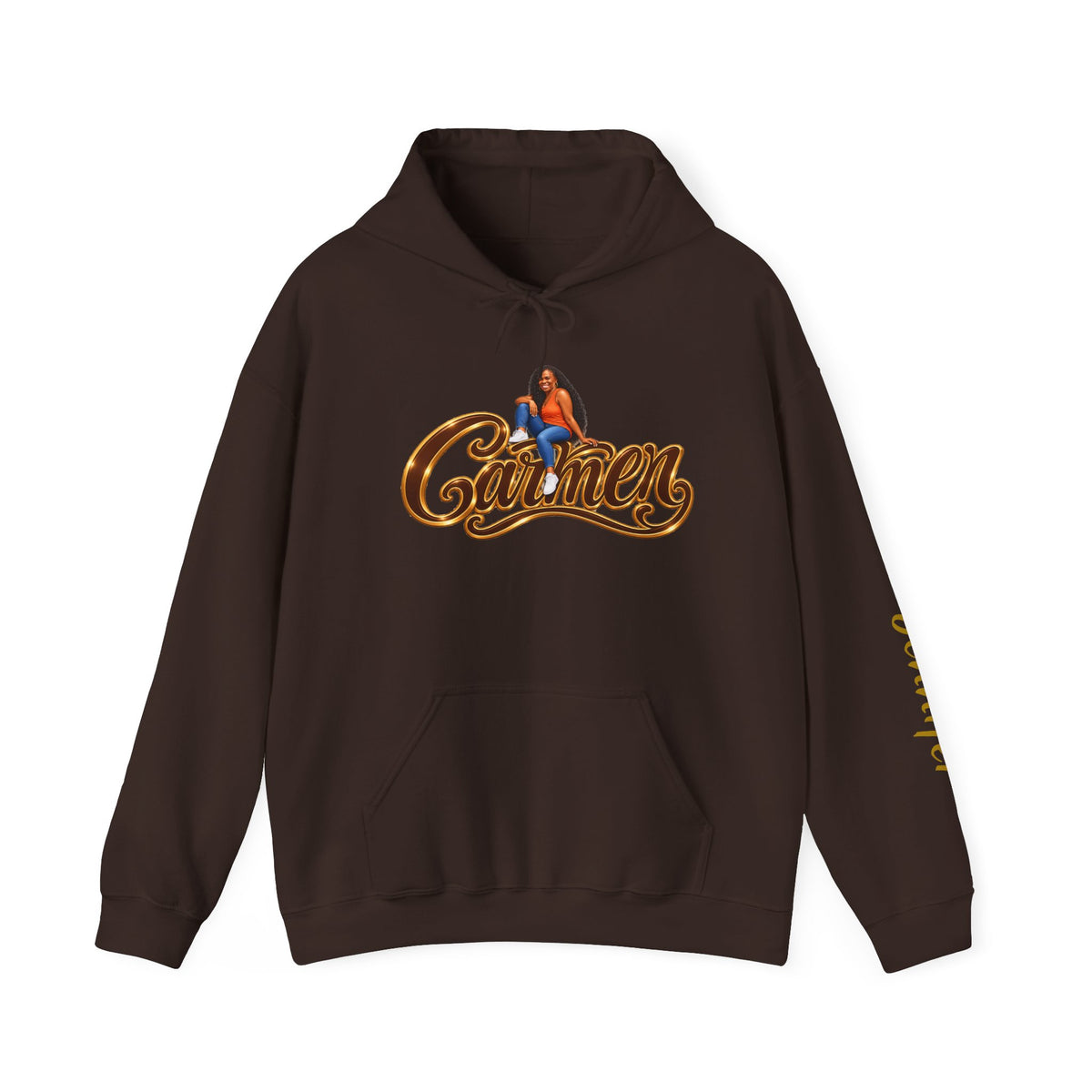 Personalized Portrait Hoodie With Custom Name & Sleeve Design