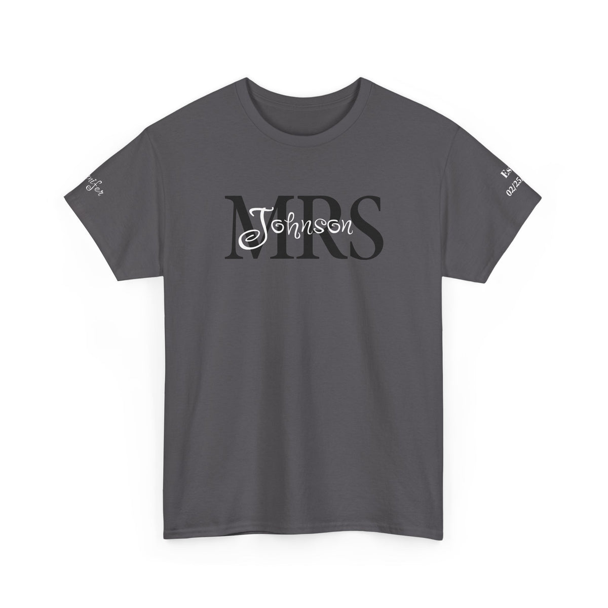 Personalized “MR” and “MRS” Wedding T-Shirts With Names and Established Date