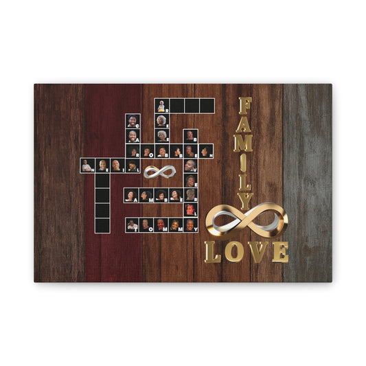 Family Crossword Puzzle Love Canvas Art, Personalized Family Portrait