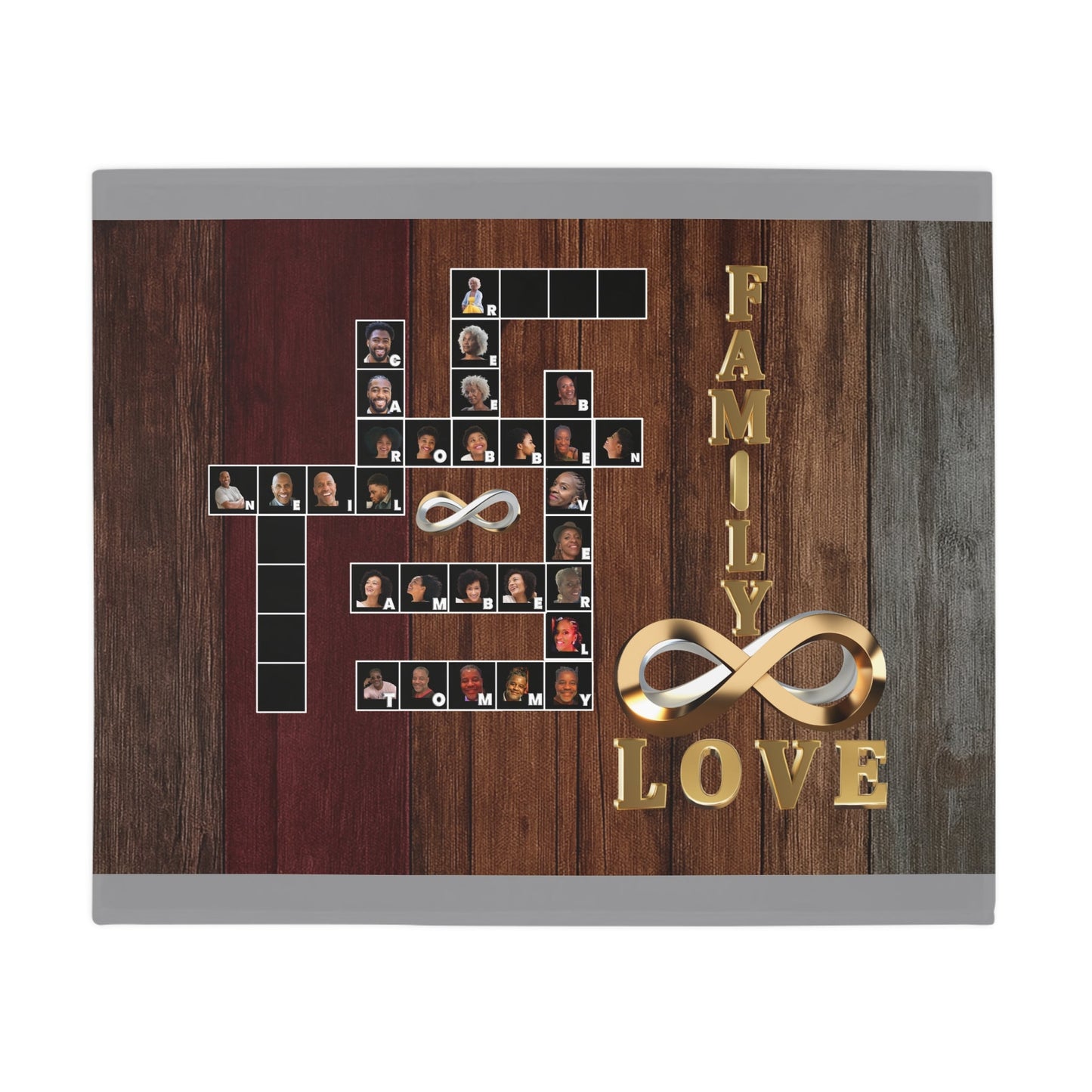 Family Infinity Photo Puzzle Plush Fleece Blanket