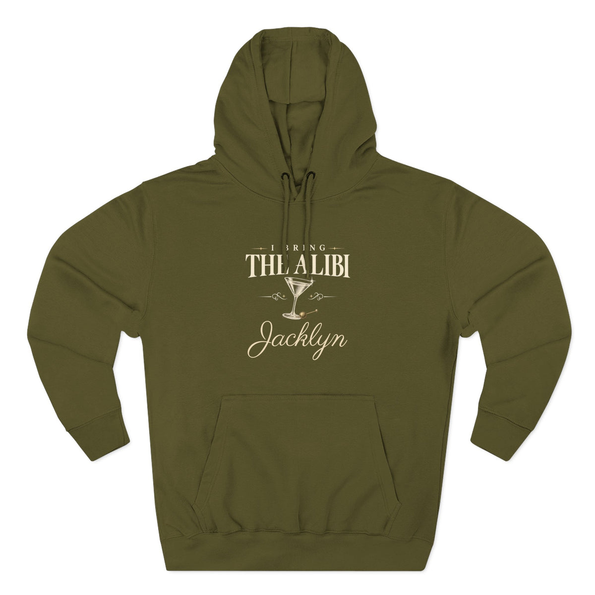 Couples hoodie "Bring the Charm, Bring the Alibi" - Personalize it with your name