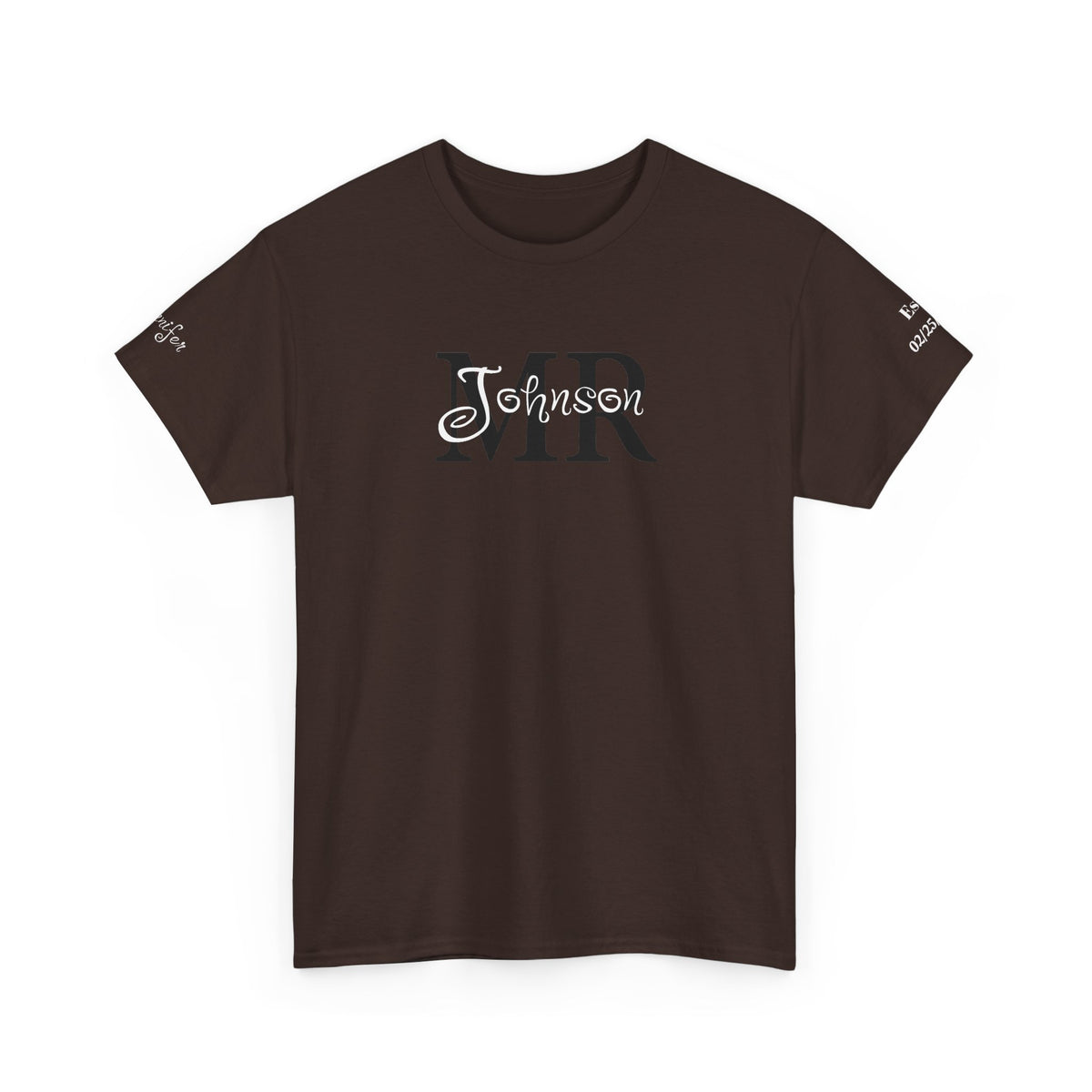 Personalized “MR” and “MRS” Wedding T-Shirts With Names and Established Date