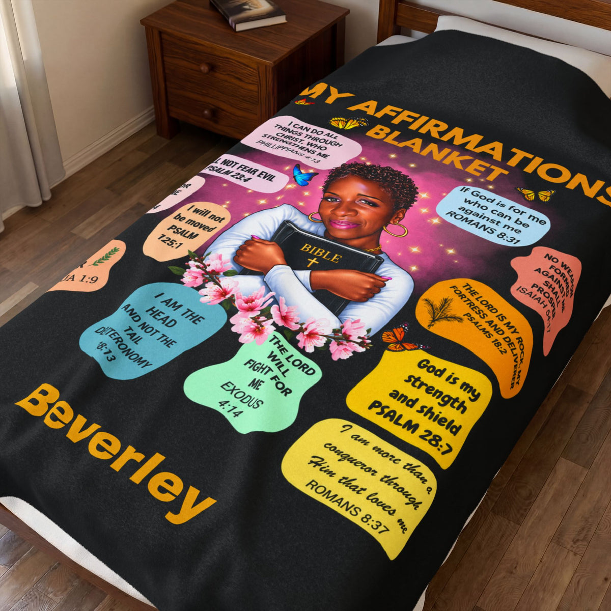 Inspirational Affirmation Plush Blanket — Personalized "My Affirmations" Faith Comfort Throw