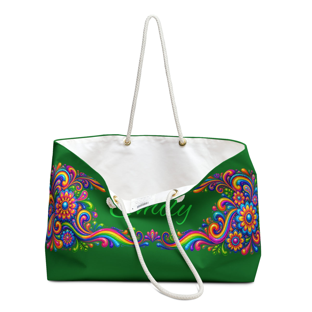 Copy of Personalized Floral Weekender Bag – Colorful Boho Tote with Name (Emily)
