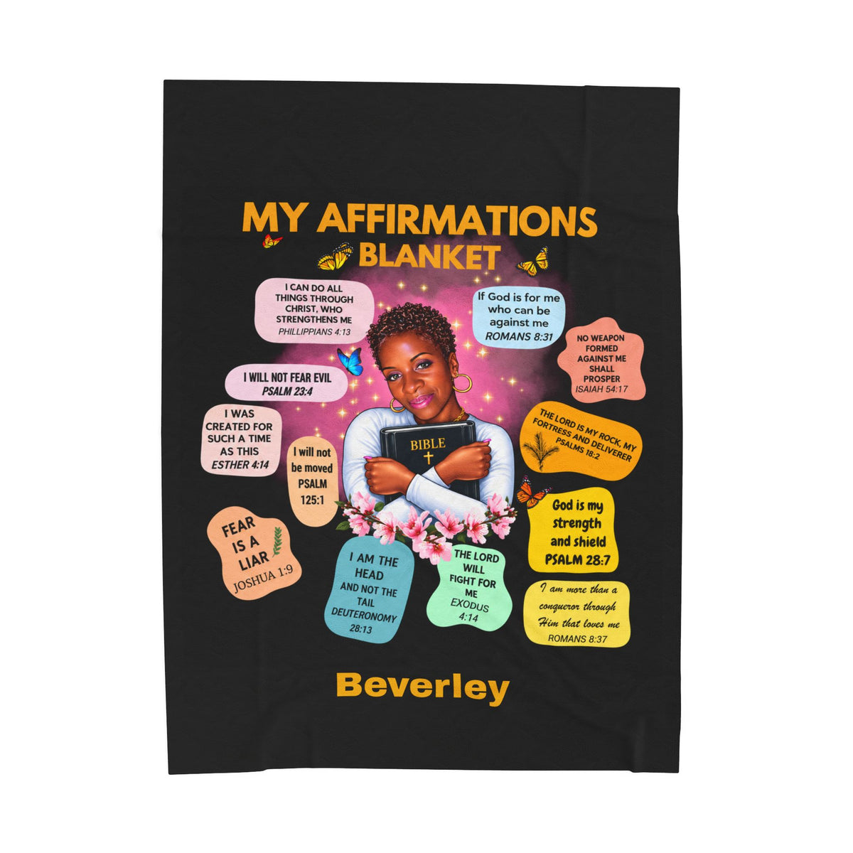 Inspirational Affirmation Plush Blanket — Personalized "My Affirmations" Faith Comfort Throw