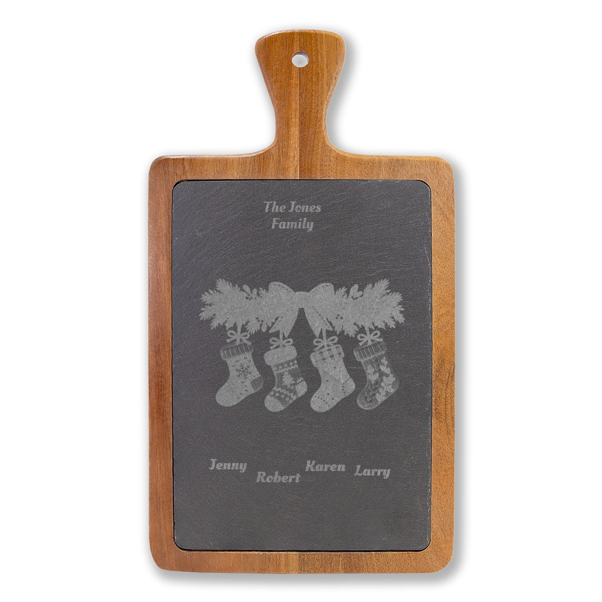 Personalized Family Christmas Charcuterie Board With Stocking Names