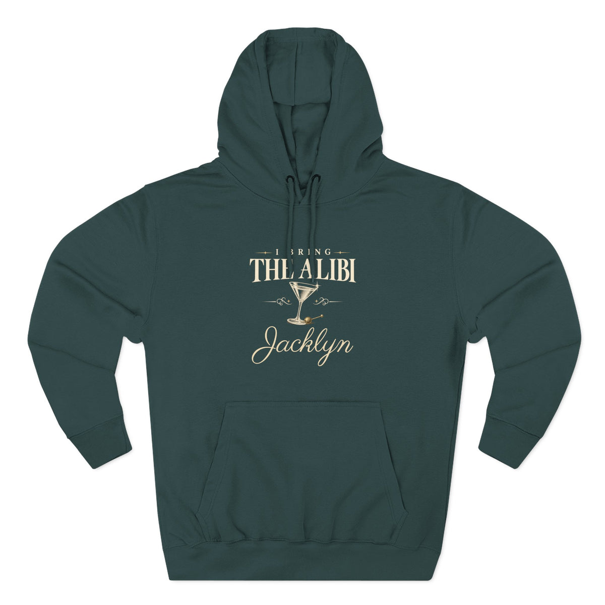 Couples hoodie "Bring the Charm, Bring the Alibi" - Personalize it with your name