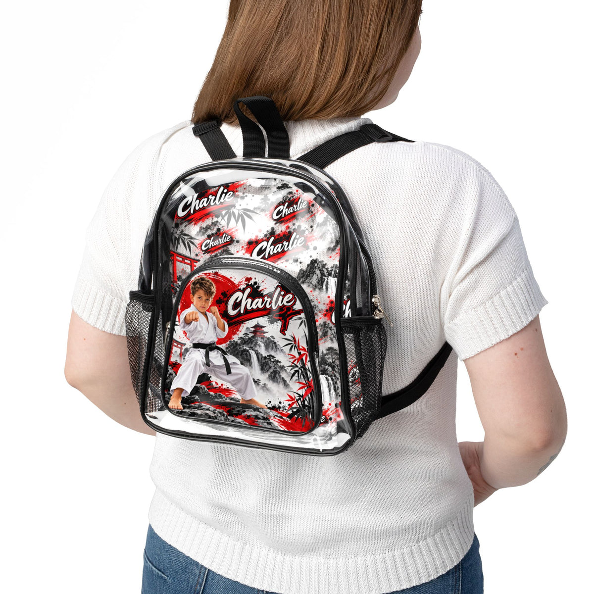 Personalized Clear Backpack With Your Child’s Likeness and Name - You choose the sport or activity- We create it!