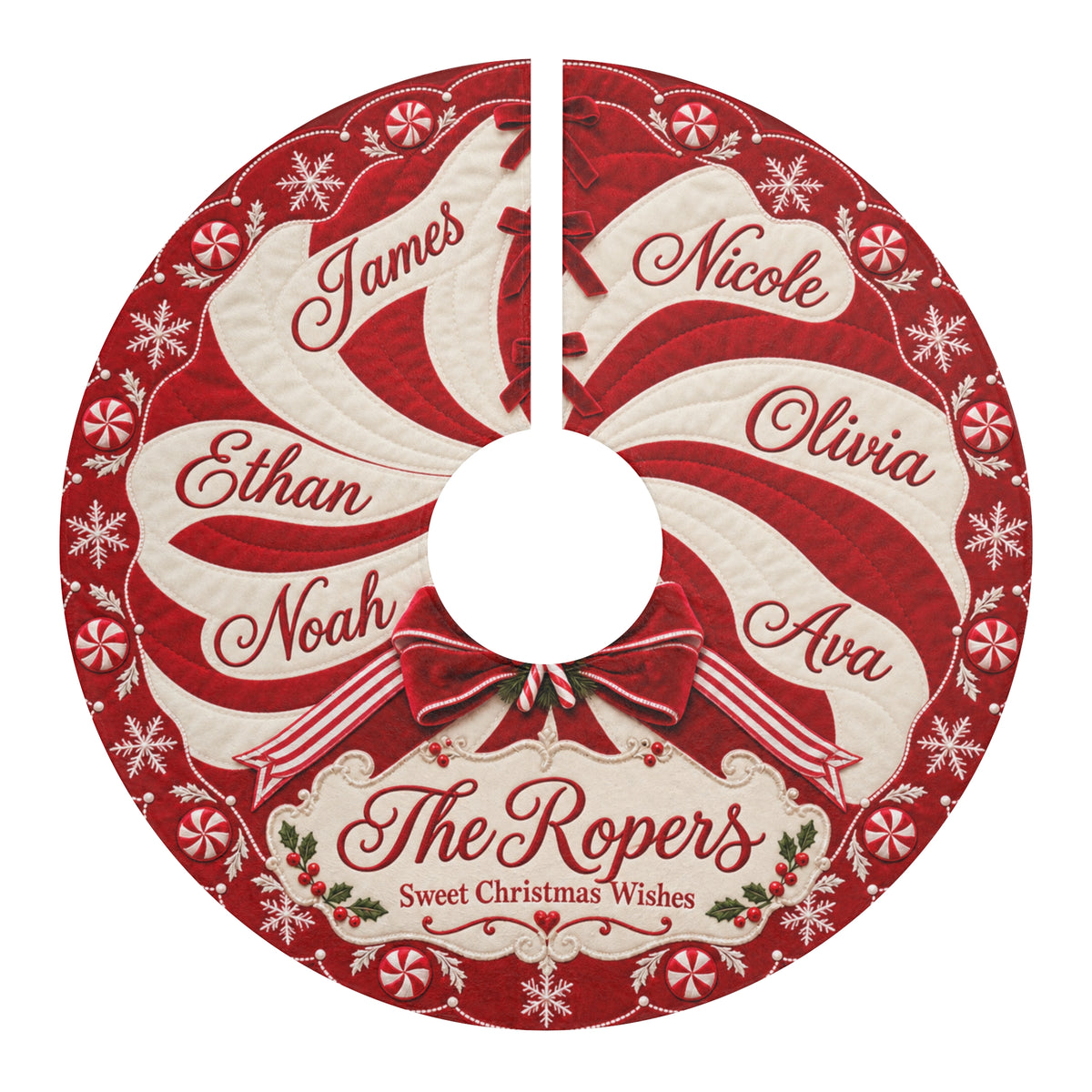 Candy Personalized Family Christmas Tree Skirt