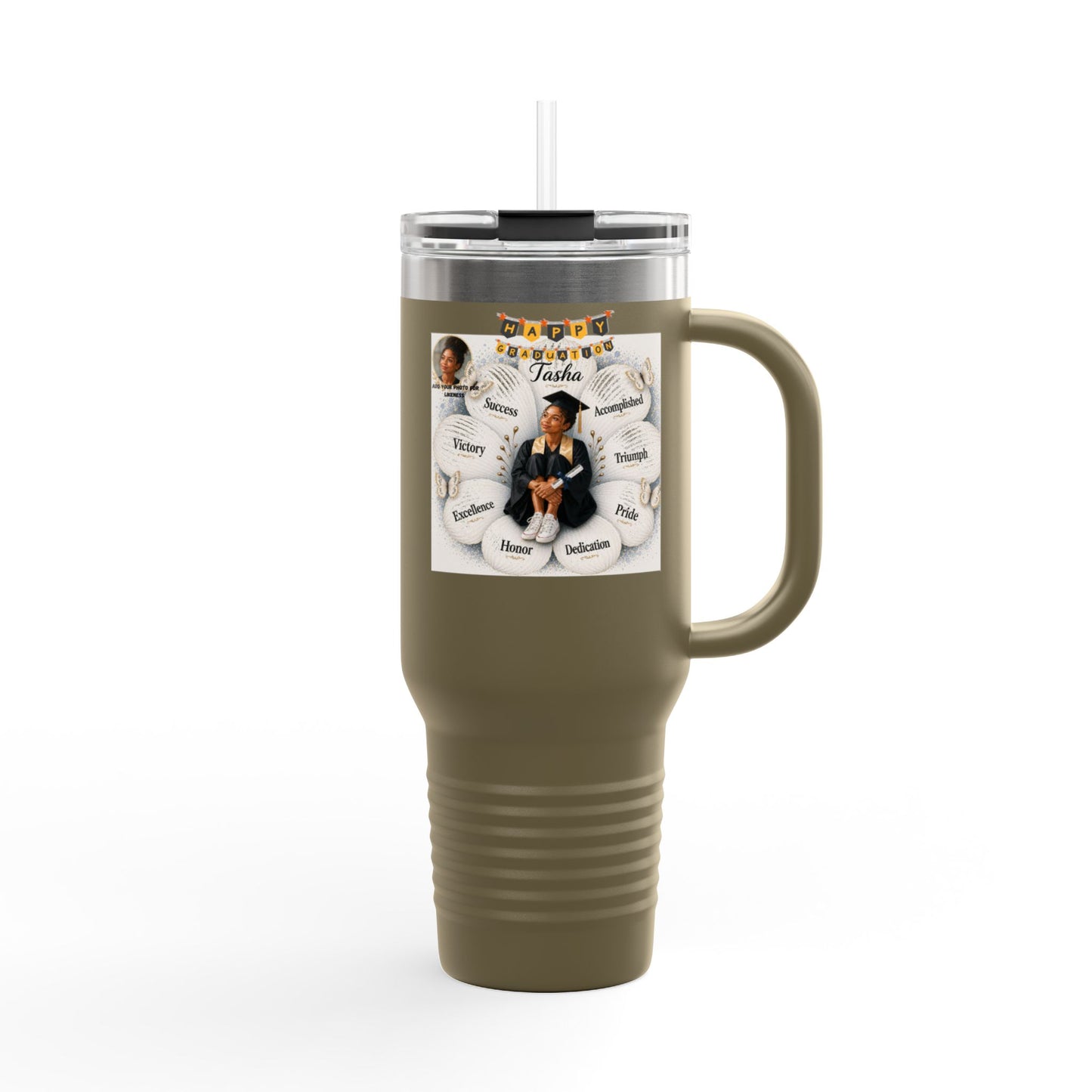 Personalized Family Photo & Name insulated Travel Mug - Add your photo for likeness!