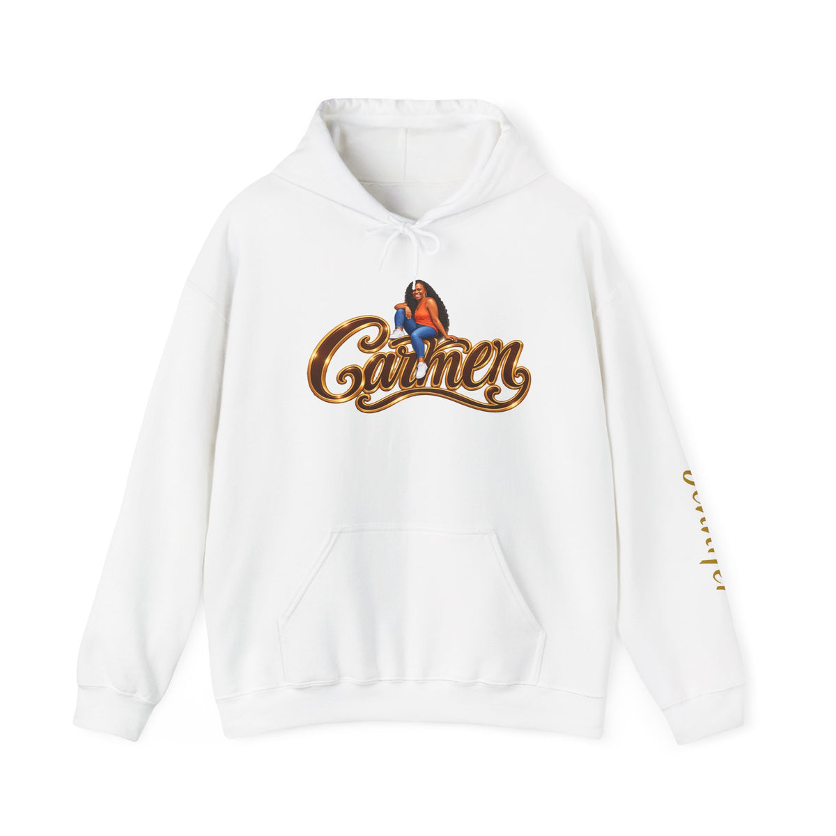 Personalized Portrait Hoodie With Custom Name & Sleeve Design