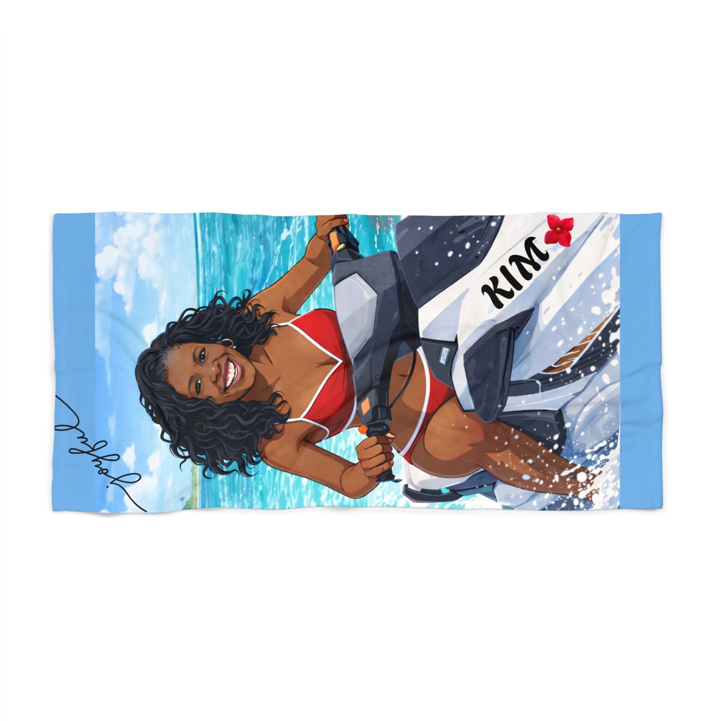 Personalized Jet Ski Beach Towel – Custom Name Tropical Swim Design