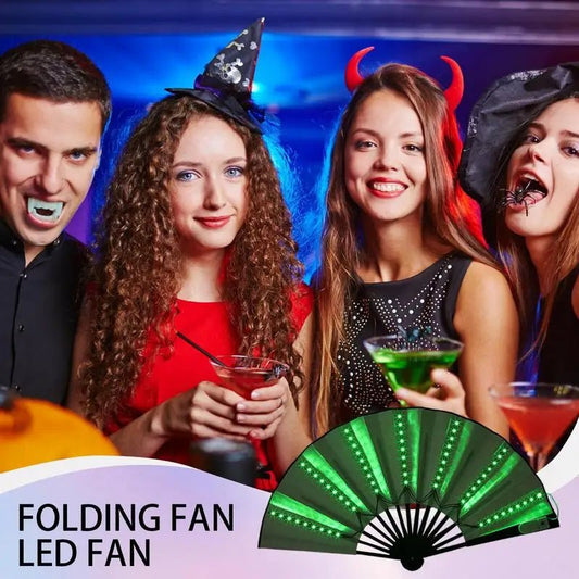 6 Pk Light - Up Folding LED Hand Fan – Perfect for Parties - BeeBeeBuys
